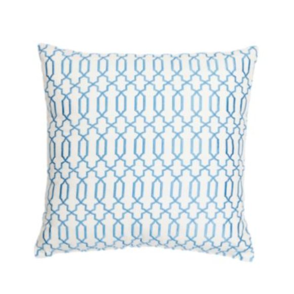 Canaan Lattice Embroidered Pillow Turquoise 20 X 20" NWT Accent Decor Couch - Picture 2 of 2